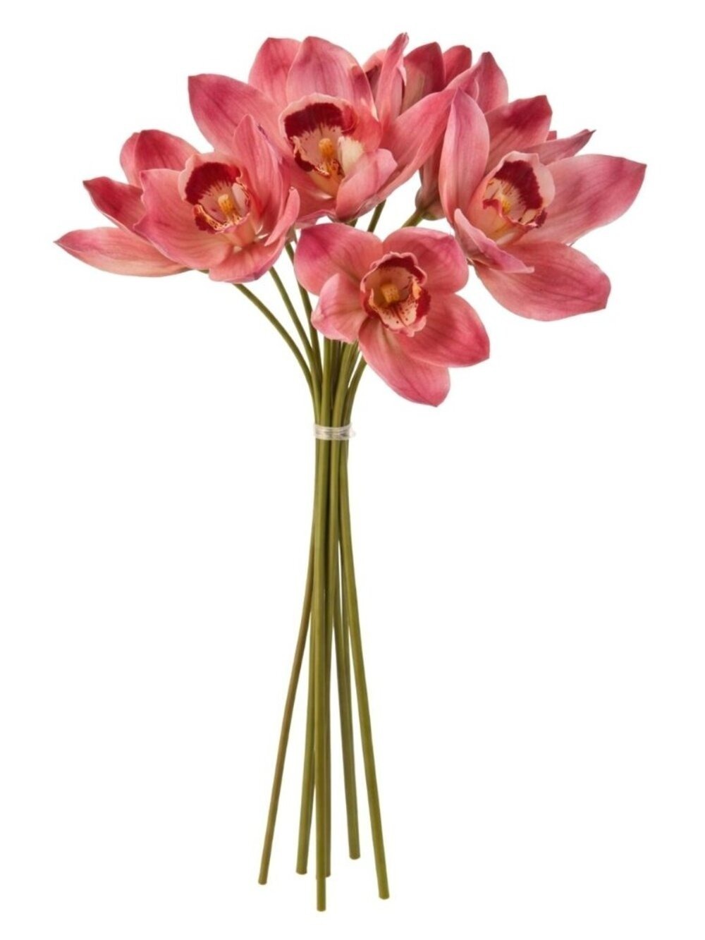 Artificial Cymbidium Orchid Stems Pink Burgundy Faux Orchid Bouquet Realistic